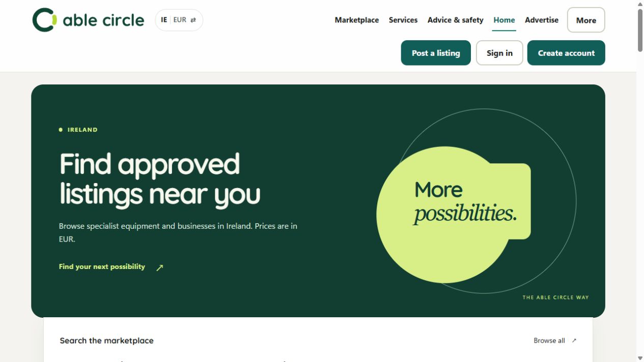 Able Circle Irish marketplace with category and location search